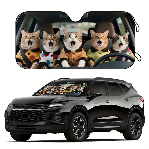 Funny Cat Polyester Car Windshield