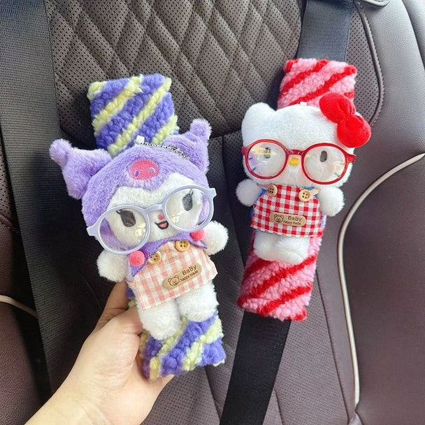 Cute Cartoon Plush Car Seat Belt Cover Hello Kitty