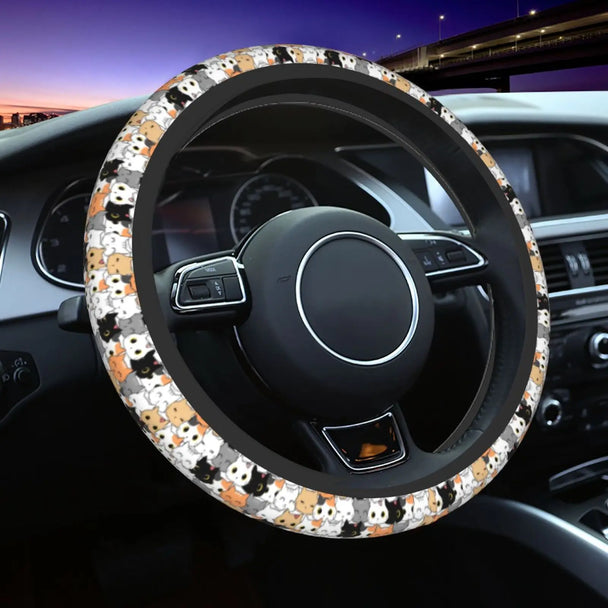 Funny Steering Wheel Cover | Anti-Slip Cute Cats Pattern
