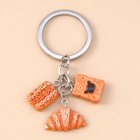 Car Croissant Bread Keyring for Women & Girls