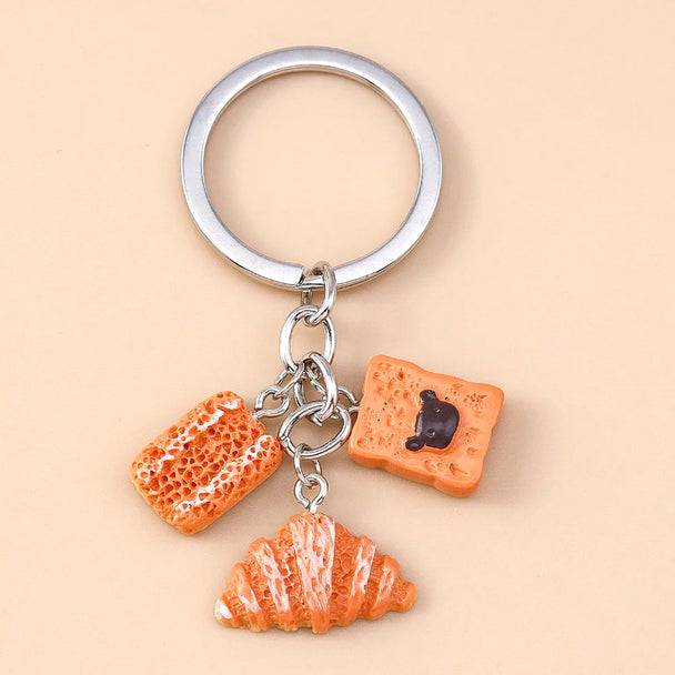 Car Croissant Bread Keyring for Women & Girls
