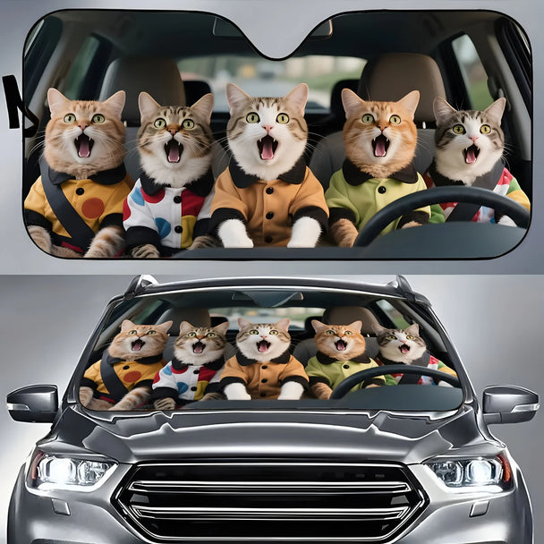 Funny Cat Polyester Car Windshield