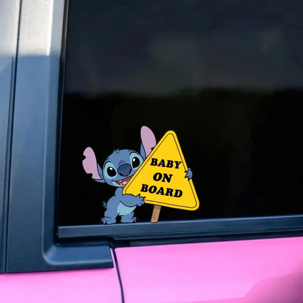 Disney Stitch Baby on Board Sticker for Car - Premium Safety Car Accessories
