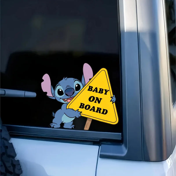Disney Stitch Baby on Board Sticker for Car - Premium Safety Car Accessories