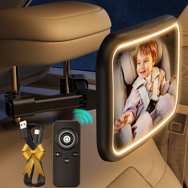 rear view mirror car for babies with a LED light