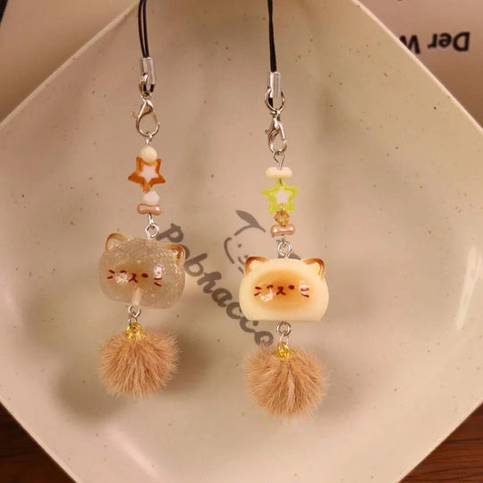 Cute Fluffy  Kitten Car  Keychain For Girls