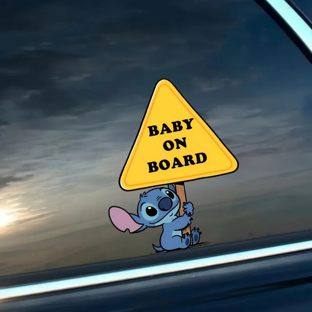 Disney Stitch Baby on Board Sticker for Car - Premium Safety Car Accessories