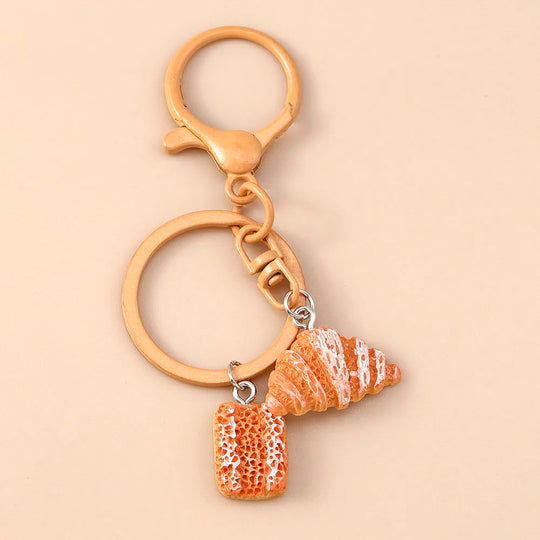 Car Croissant Bread Keyring for Women & Girls