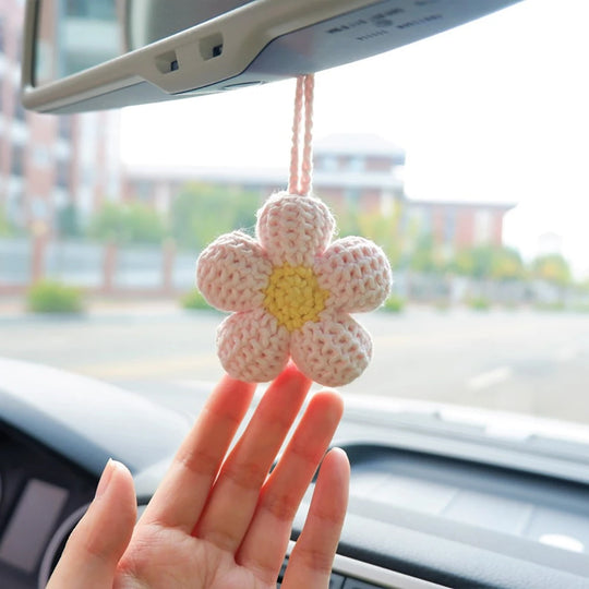 Crochet Flower Car Mirror Hanging Accessories