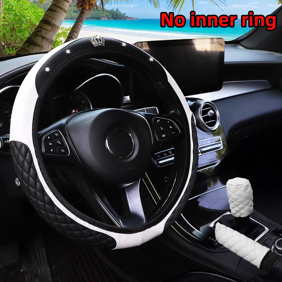 Auto steering wheel cover White