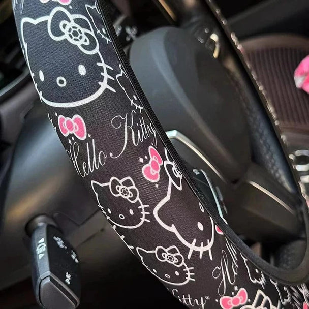Black Hello Kitty steering wheel cover  Black