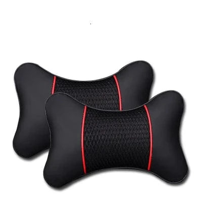 car driver seat neck support black red