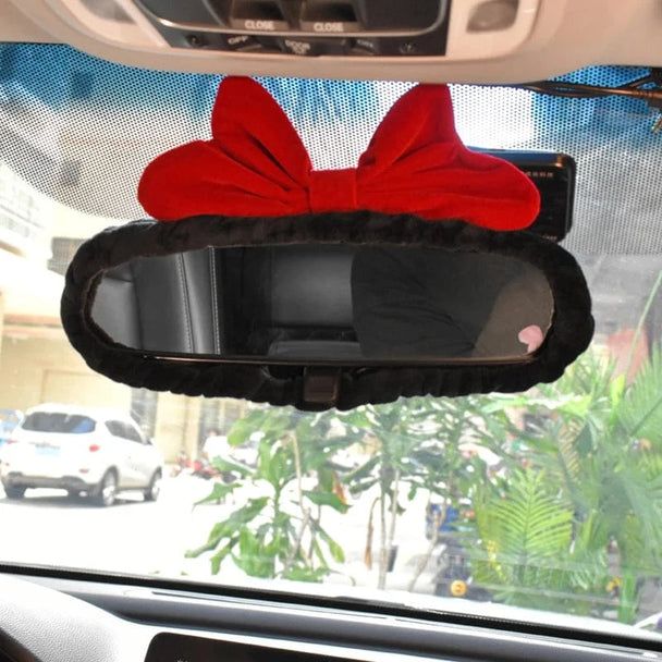 car mirror accessories hanging  big red bow