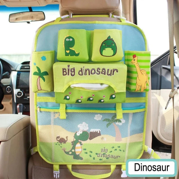 Car seat back organizer  green dinosaur