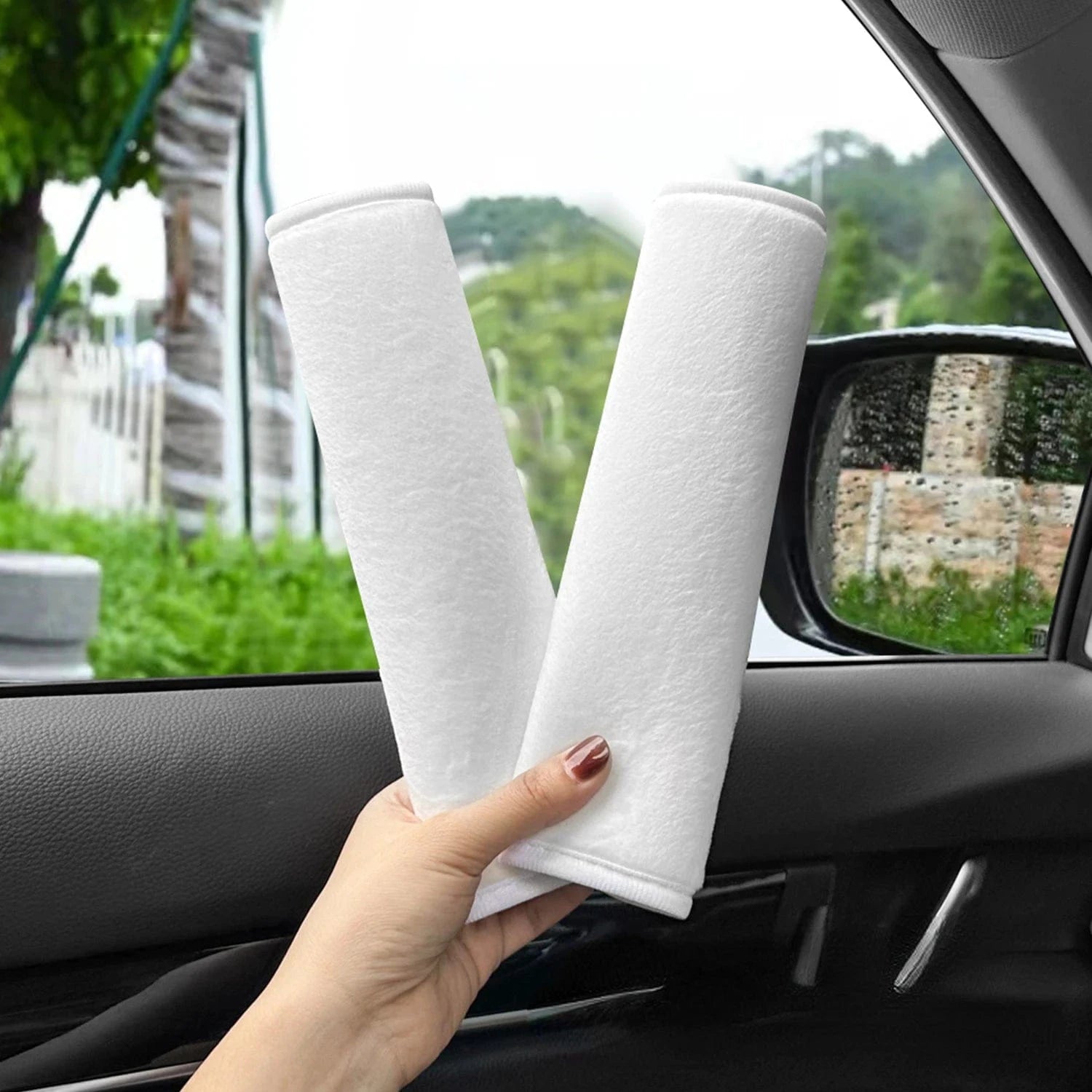 car seat belt comfort pad​ 2PCS-Velvet White