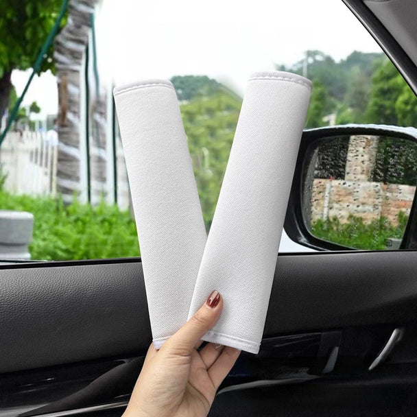 car seat belt cover pad 2PCS-Ice silk White