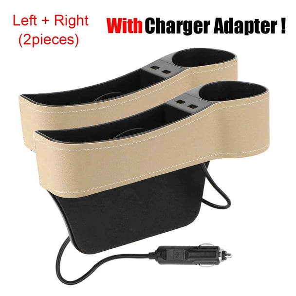 Car seat crevice storage box 2 pac   2pcs A Beige