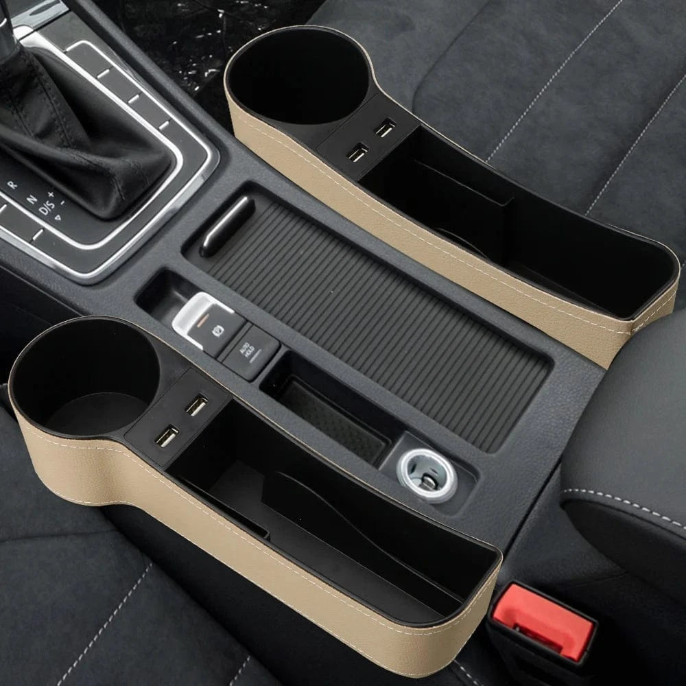 Car seat crevice storage box 2 pac   2pcs A Beige