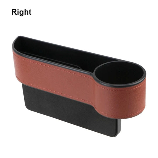 Car seat crevice storage box cup drink holder Right Brown