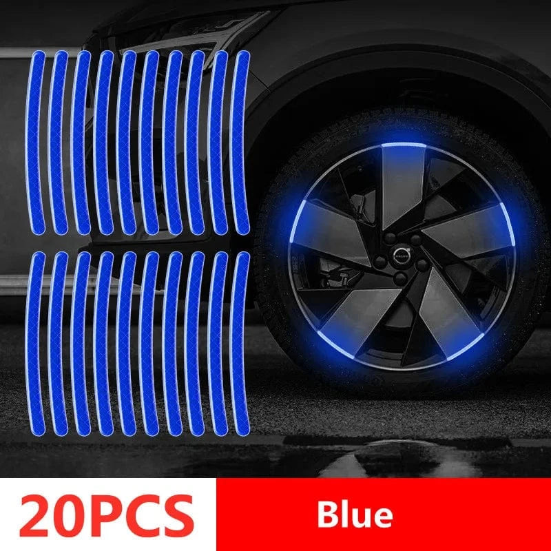 Car wheel reflective stickers   20pcs blue tyre