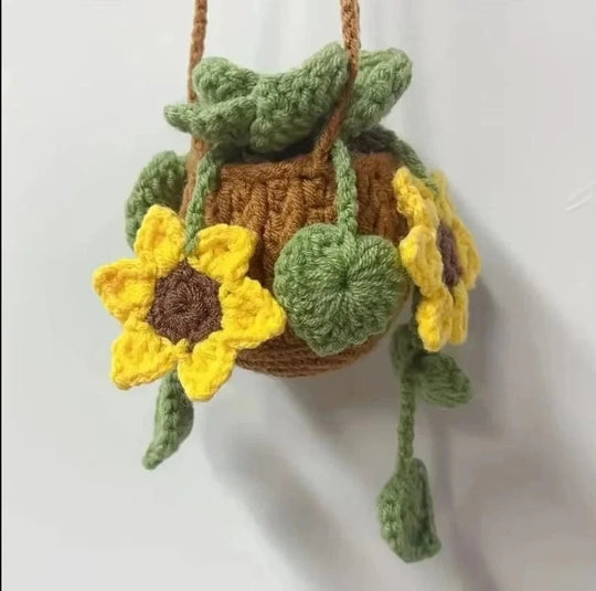 Crochet flower car hanger pattern  Sunflower