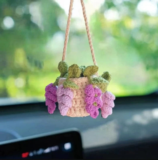 Crochet flower car hanger  Wisteria flower bask