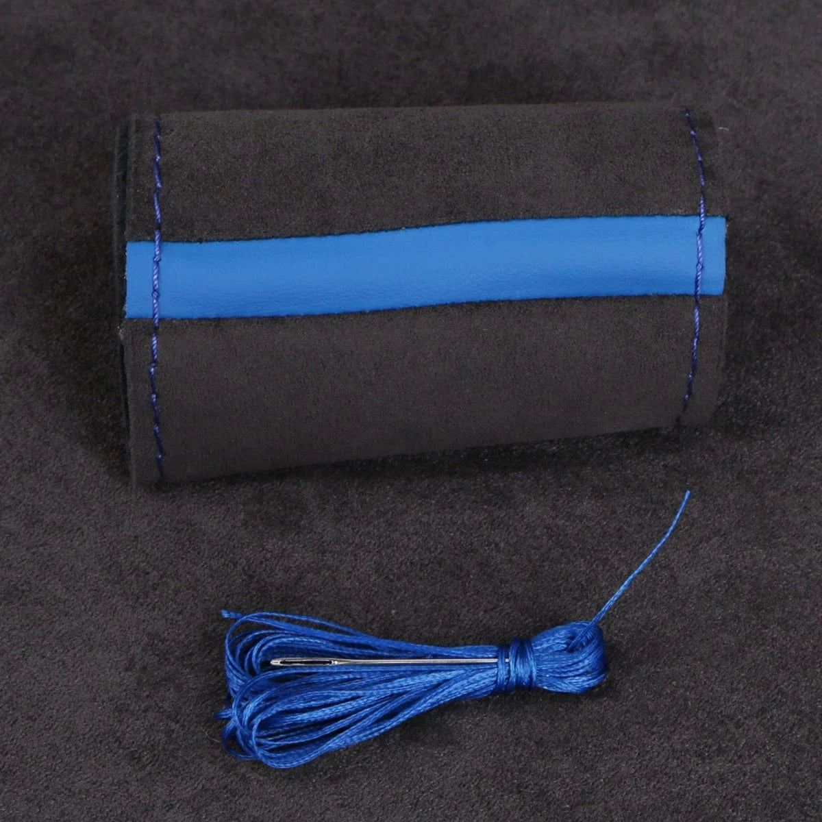 DIY steering wheel cover Blue thread