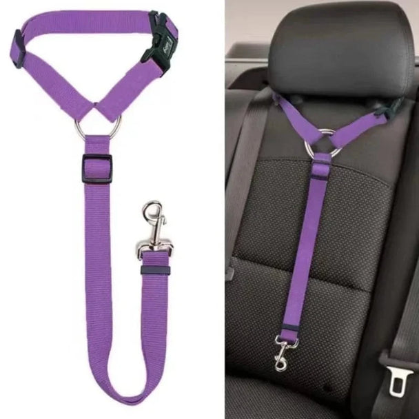 dog car harness seat belt purple