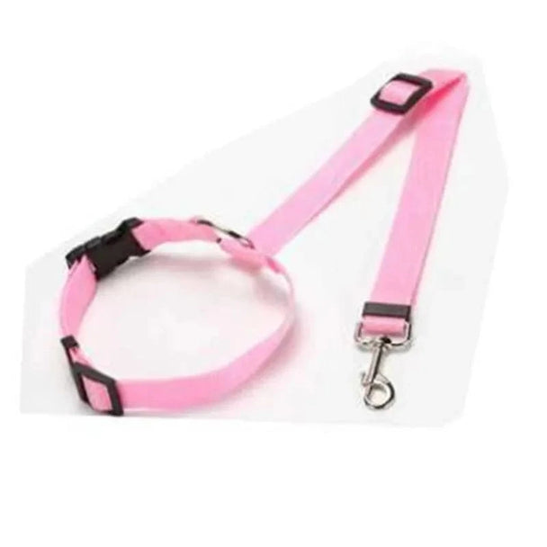 dog in a seat belt​  pink