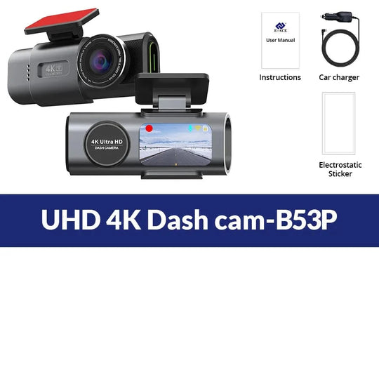 Dual camera dash cam with WiFi   Only 4K DVR-B53P / 128G