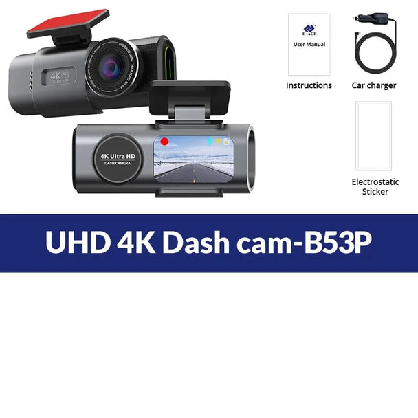 Dual camera dash cam with WiFi   Only 4K DVR-B53P / 128G
