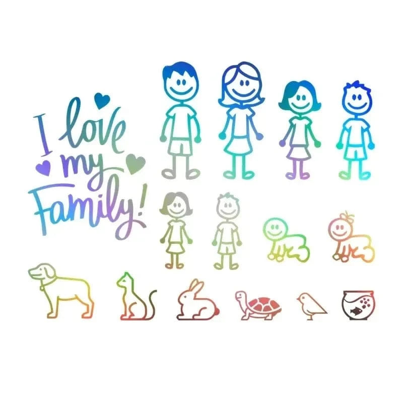 family stick figures for cars laser / 30CM X 26CM