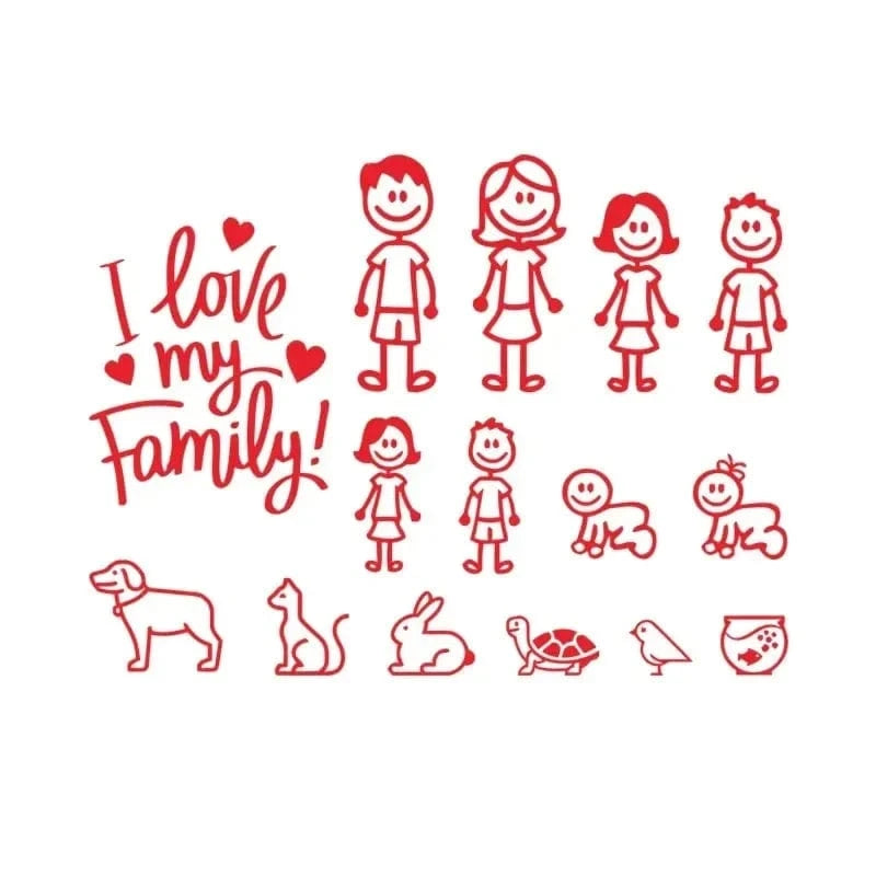 family sticker decals for cars​ Red / 30CM X 26CM
