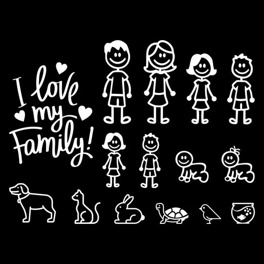 family sticker for car WHITE / 30CM X 26CM