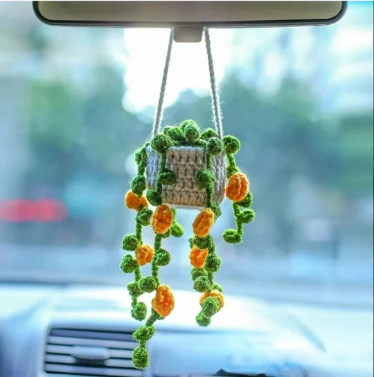 Flower car hanger crochet pattern Yellow