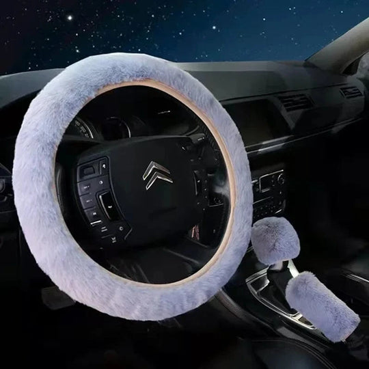 Fluffy car steering wheel covers Grey