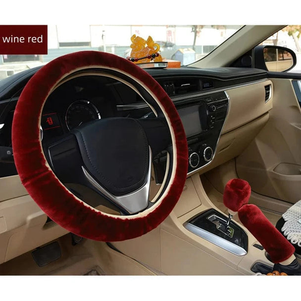 Heated steering wheel covers for cars B-wine red-3PCS