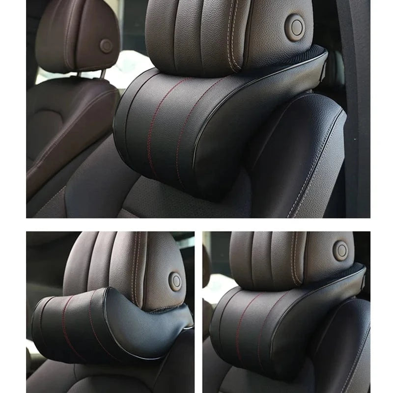 leather car neck pillow  Black