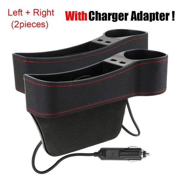 Leather multifunctional car seat organizer 2pcs A Black