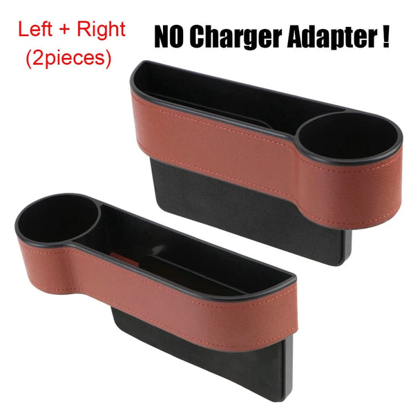 Multifunctional car seat organizer leather    2pcs B Brown