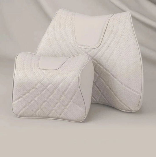 neck and back support for car seat beige set