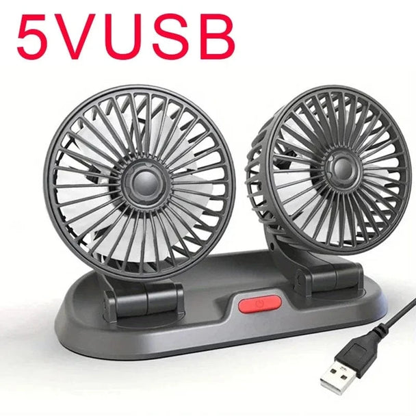 Portable fan in car  2 Head 5V USB