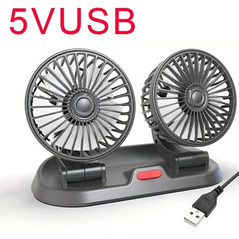 Portable fan in car  2 Head 5V USB