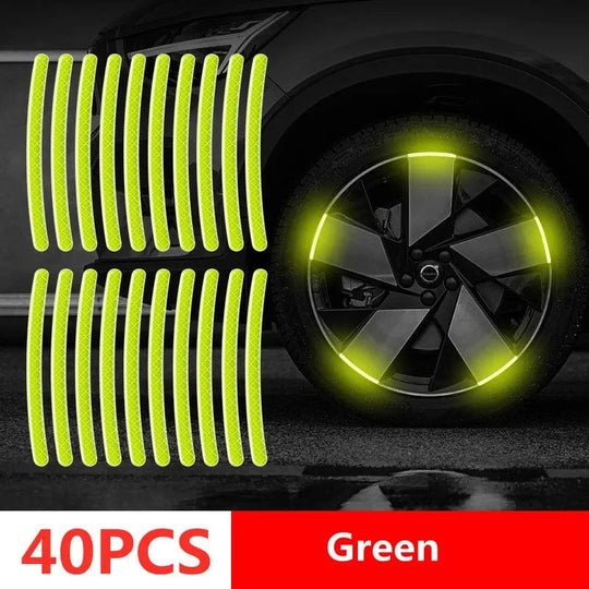 Reflective Car Sticker  40pcs green tyre