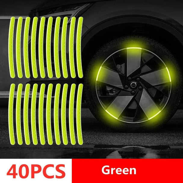 Reflective Car Sticker  40pcs green tyre