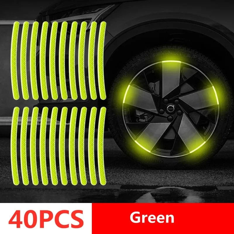 Reflective Car Sticker  40pcs green tyre