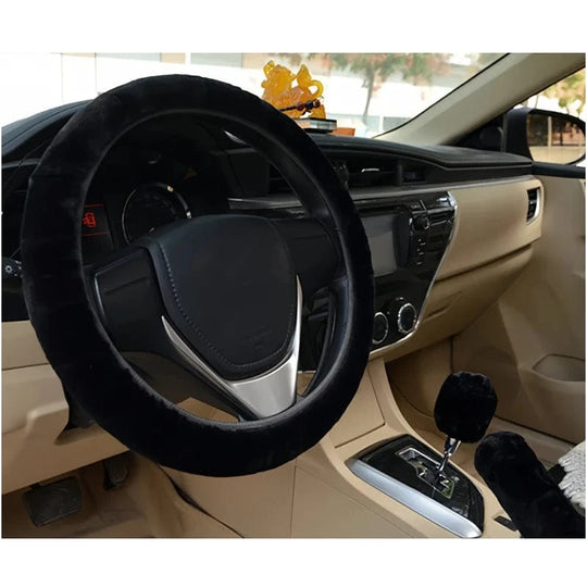 Winter steering wheel cover B-black-3PCS