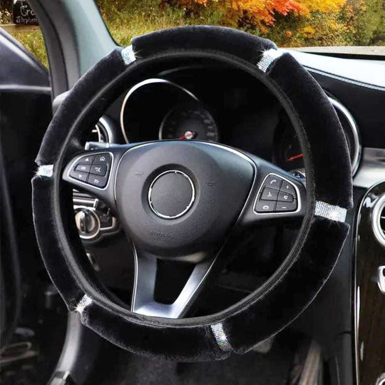 Winter Warm steering Wheel cover black